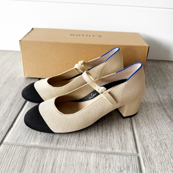 Rothy's Beige and Black Heels - Picture 2 of 9